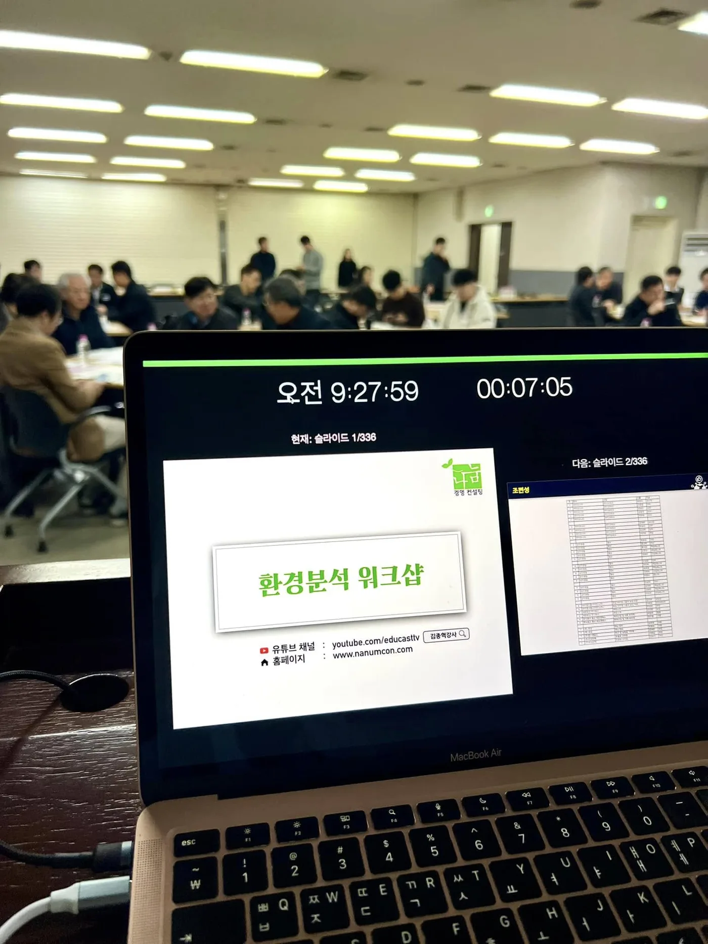 대전상공회의소 거시환경 분석 워크샵 교육 현장 - 나눔경영컨설팅 김종혁